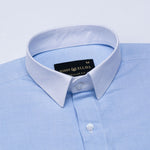 Historia Sky Blue White Cuff Collar Oxford Cotton Shirt - John Ellies