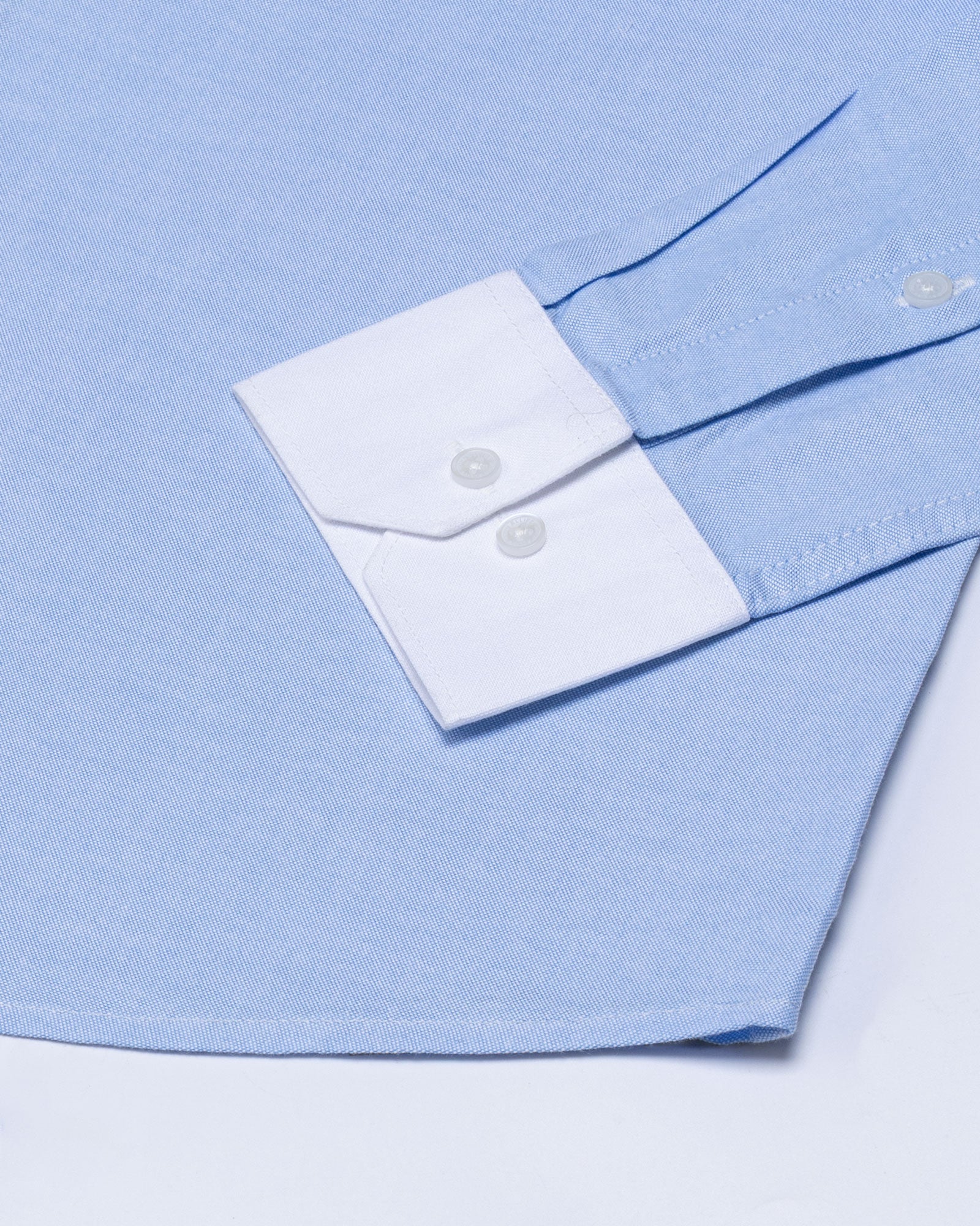 Historia Sky Blue White Cuff Collar Oxford Cotton Shirt - John Ellies