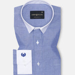 Historia Blue White Cuff Collar Oxford Cotton Shirt - John Ellies