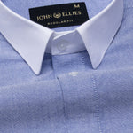 Historia Blue White Cuff Collar Oxford Cotton Shirt - John Ellies