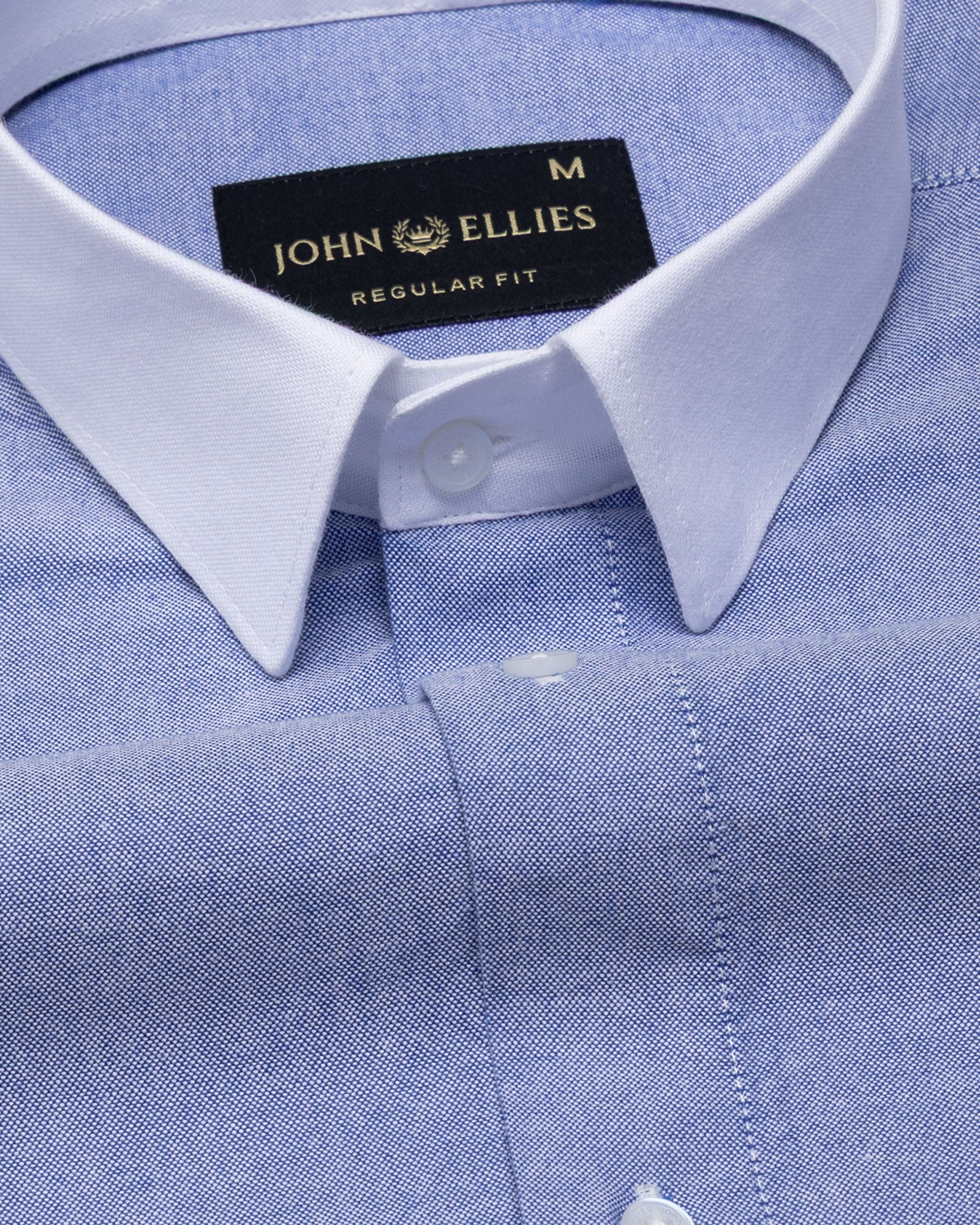 Historia Blue White Cuff Collar Oxford Cotton Shirt - John Ellies