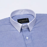 Historia Blue White Cuff Collar Oxford Cotton Shirt - John Ellies