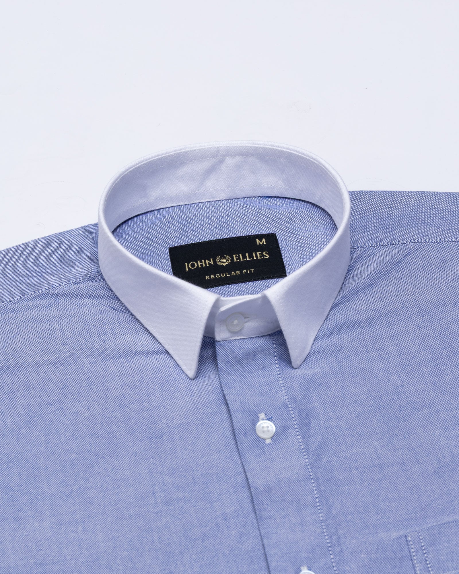 Historia Blue White Cuff Collar Oxford Cotton Shirt - John Ellies
