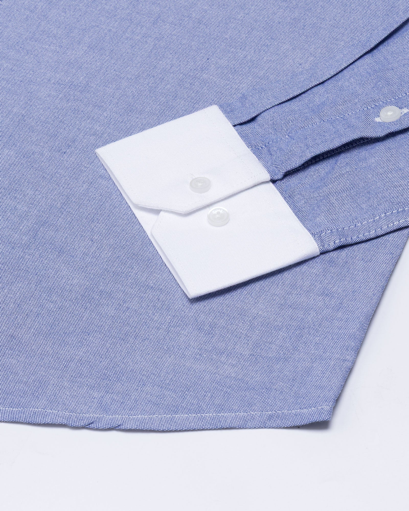 Historia Blue White Cuff Collar Oxford Cotton Shirt - John Ellies