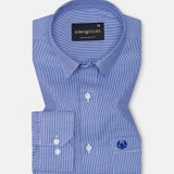 Slurp Navy Blue Textured Cotton Shirt - John Ellies