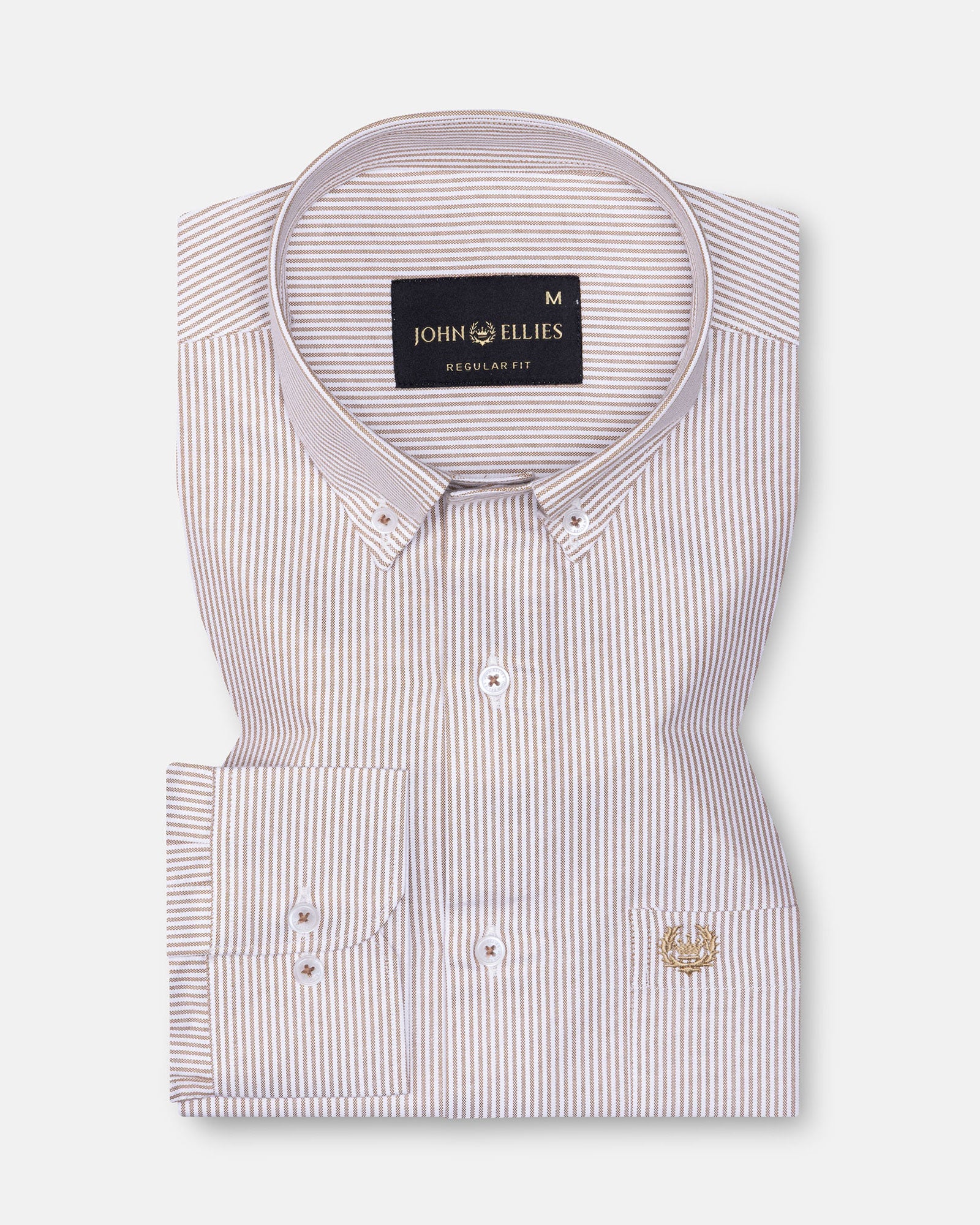 Zanrix Brown Stripe Button Down Oxford Cotton Shirt - John Ellies