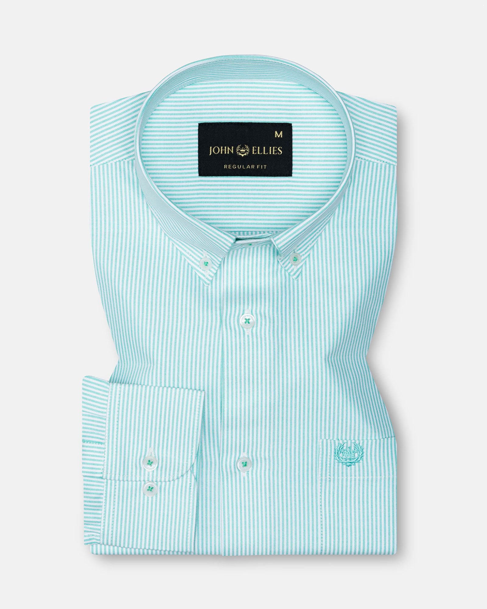 Zanrix Lime Stripe Button Down Oxford Cotton Shirt - John Ellies