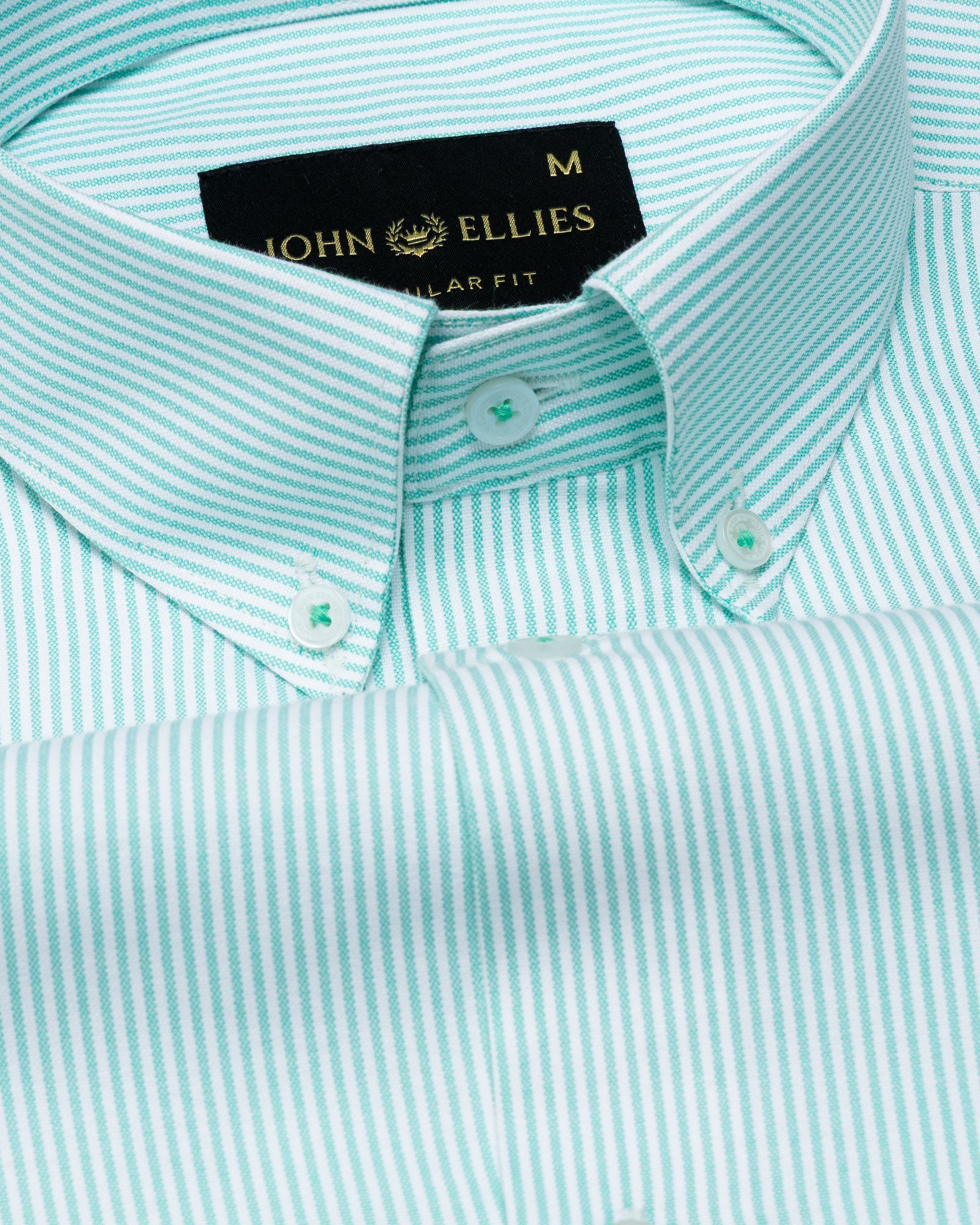 Zanrix Lime Stripe Button Down Oxford Cotton Shirt - John Ellies