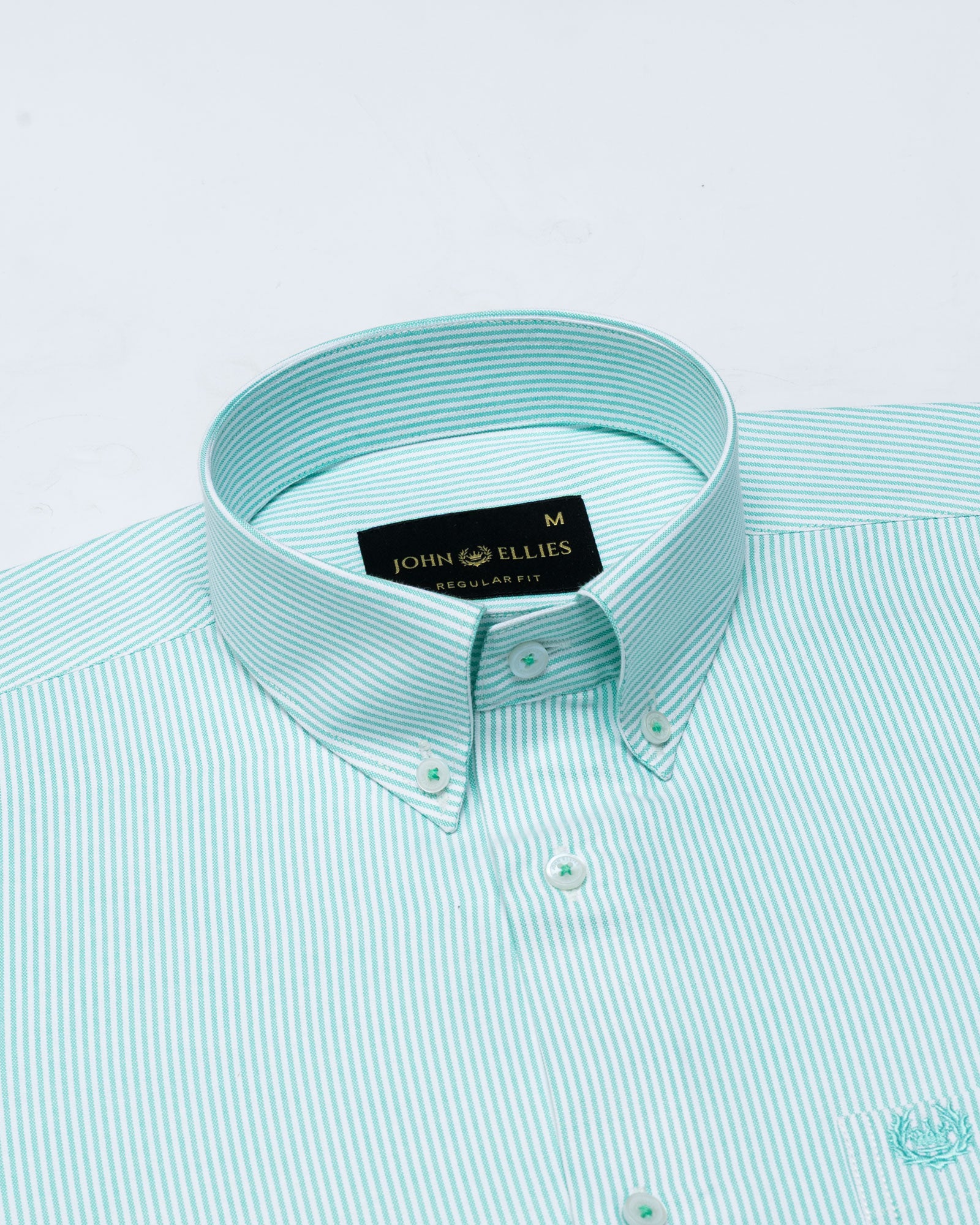 Zanrix Lime Stripe Button Down Oxford Cotton Shirt - John Ellies