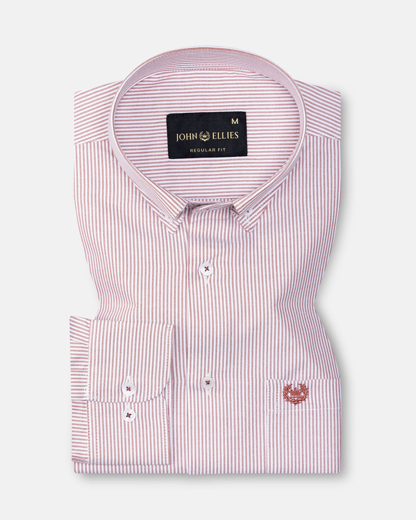 Zanrix Red Stripe Button Down Oxford Cotton Shirt - John Ellies