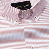 Zanrix Red Stripe Button Down Oxford Cotton Shirt - John Ellies