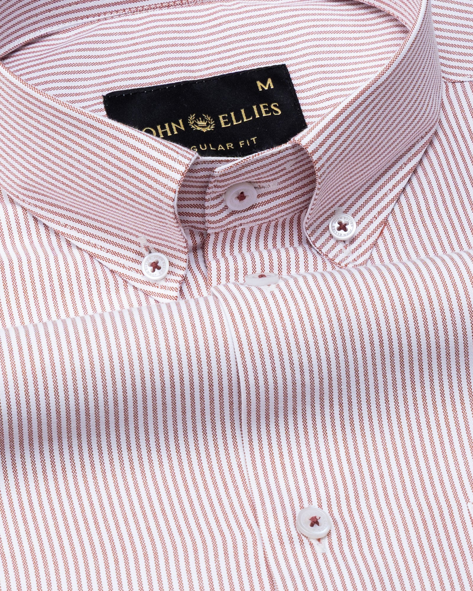 Zanrix Red Stripe Button Down Oxford Cotton Shirt - John Ellies