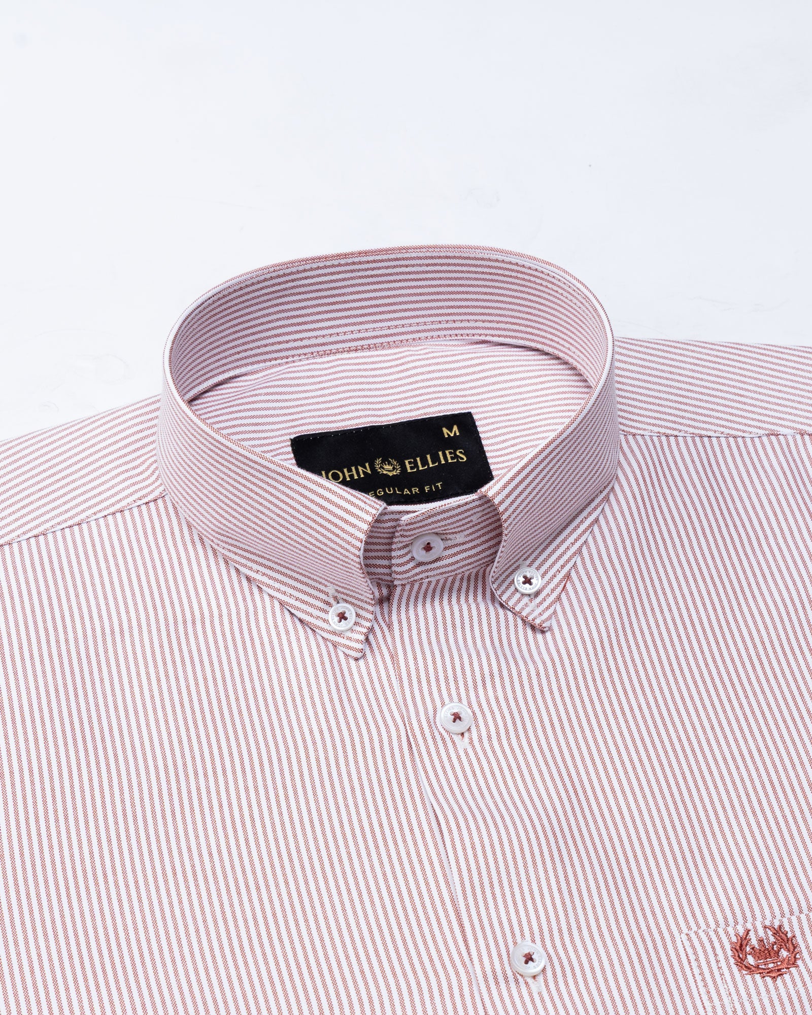 Zanrix Red Stripe Button Down Oxford Cotton Shirt - John Ellies