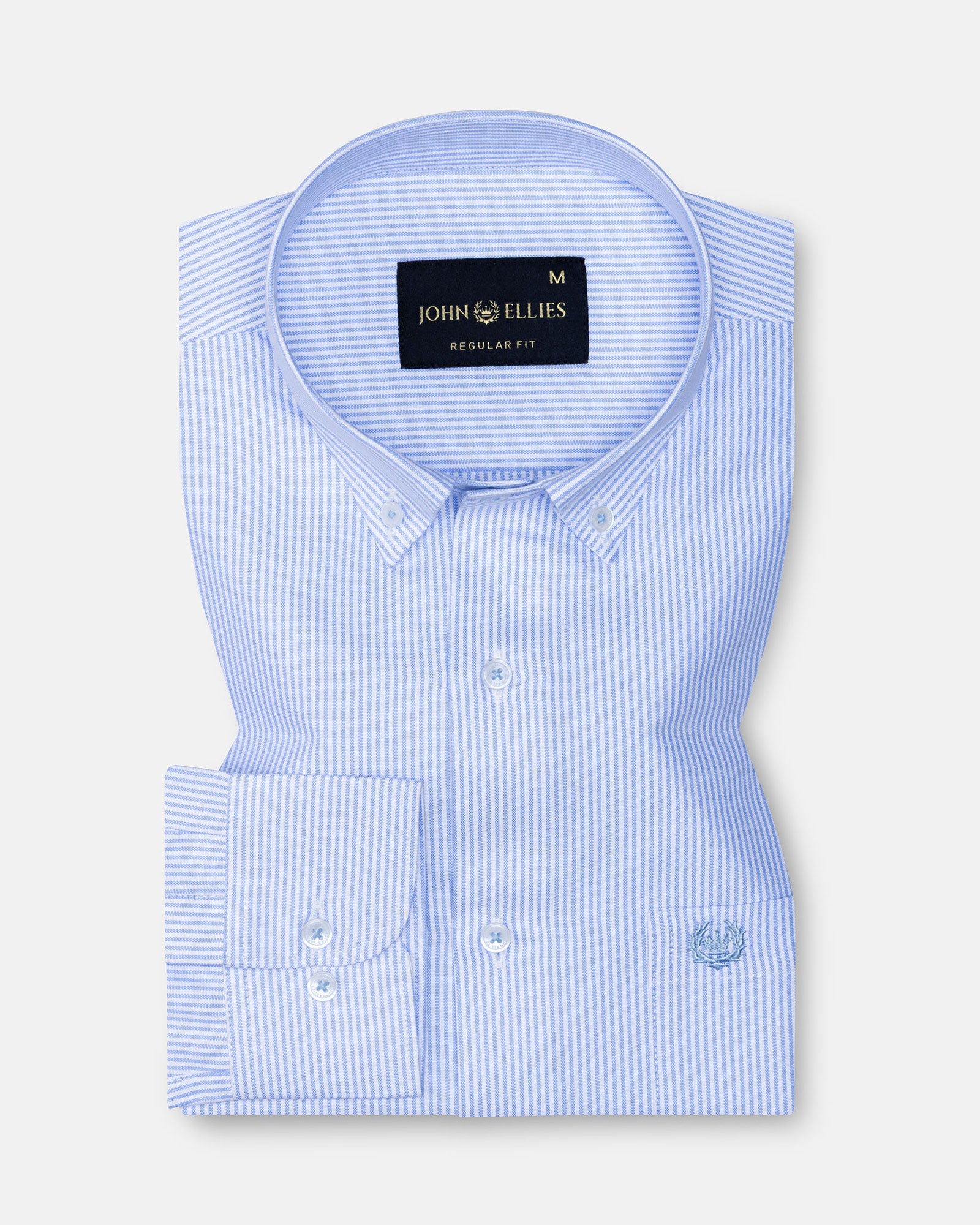 Zanrix Sky Blue Stripe Button Down Oxford Cotton Shirt - John Ellies