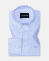Zanrix Sky Blue Stripe Button Down Oxford Cotton Shirt