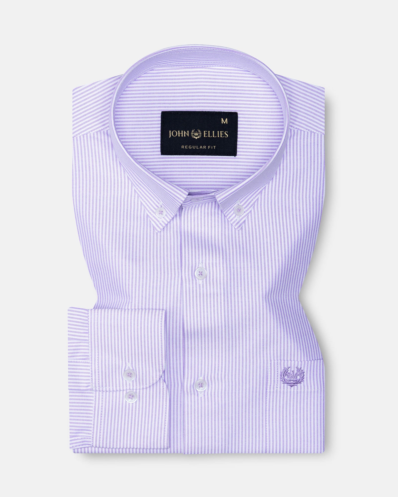 Zanrix Lavender Stripe Button Down Oxford Cotton Shirt - John Ellies