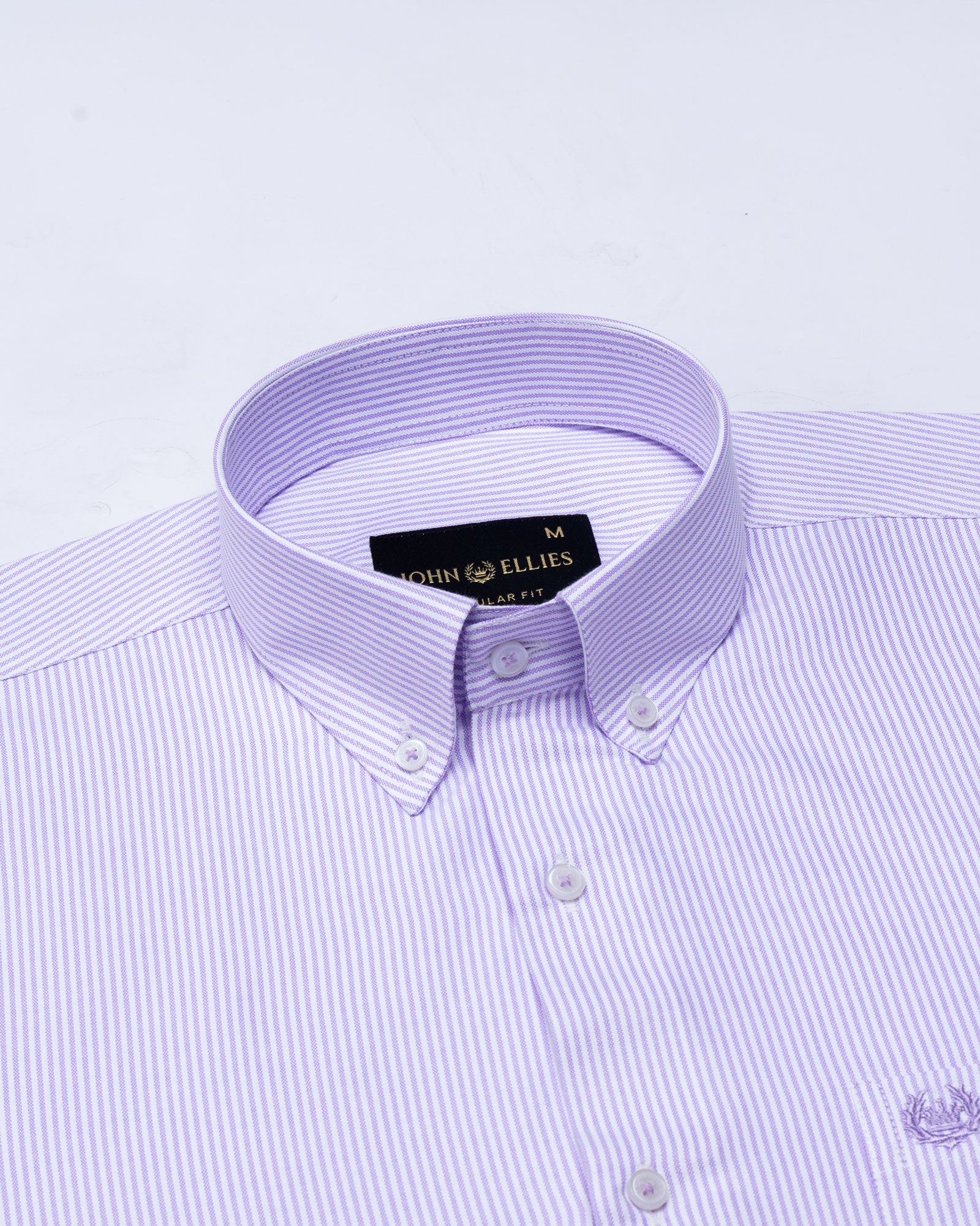 Zanrix Lavender Stripe Button Down Oxford Cotton Shirt - John Ellies