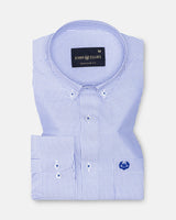 Zanrix Blue Stripe Button Down Oxford Cotton Shirt