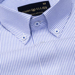 Zanrix Blue Stripe Button Down Oxford Cotton Shirt - John Ellies