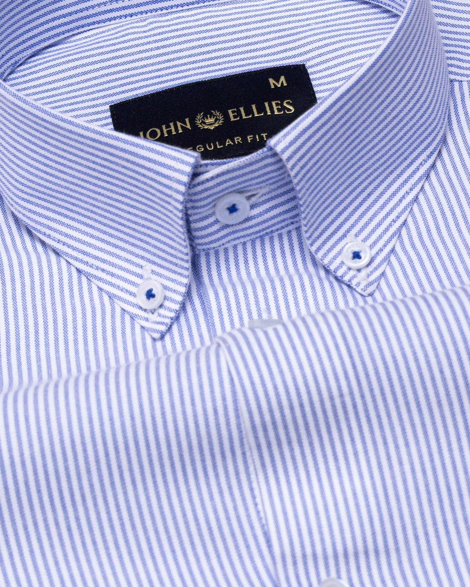 Zanrix Blue Stripe Button Down Oxford Cotton Shirt - John Ellies