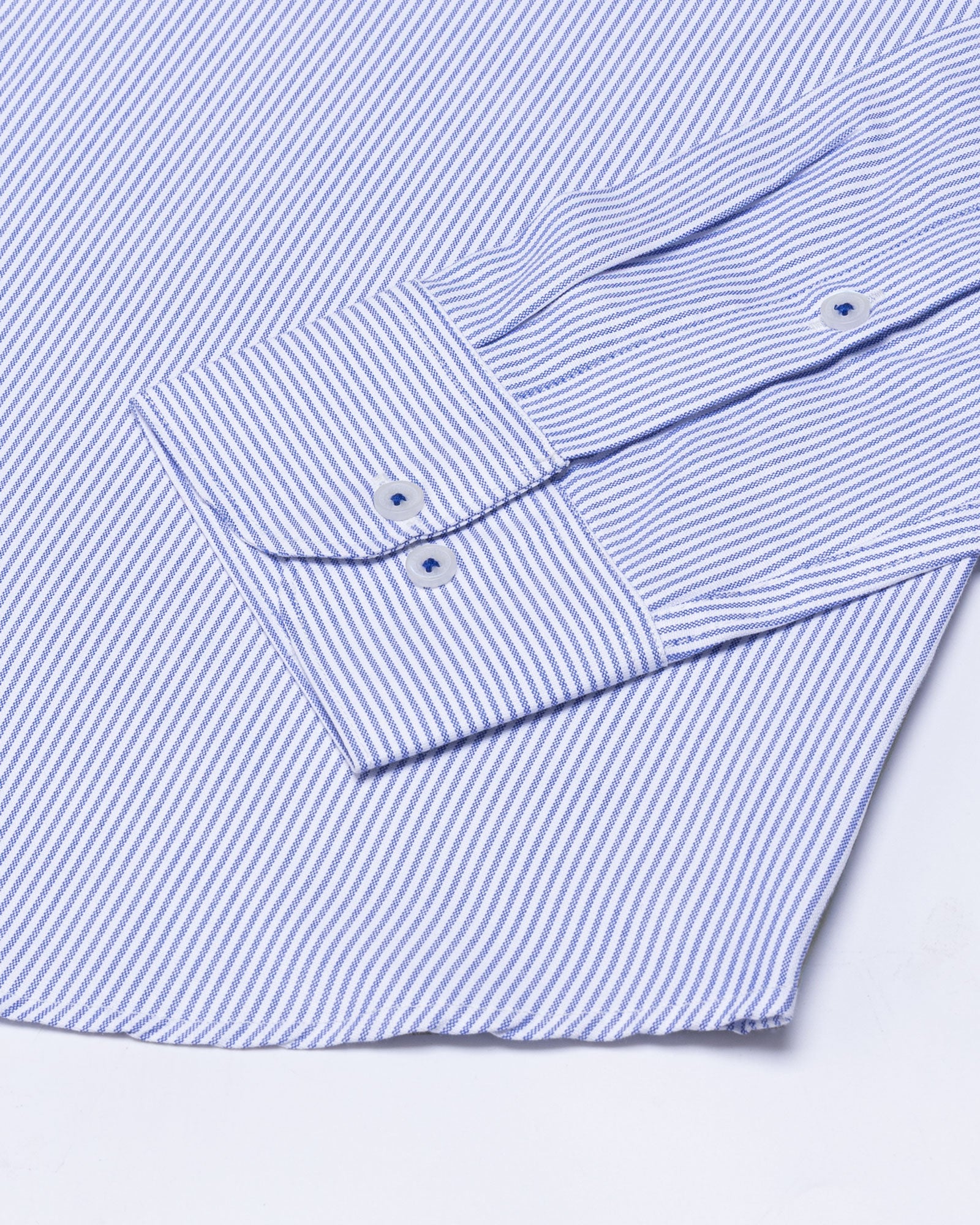 Zanrix Blue Stripe Button Down Oxford Cotton Shirt - John Ellies