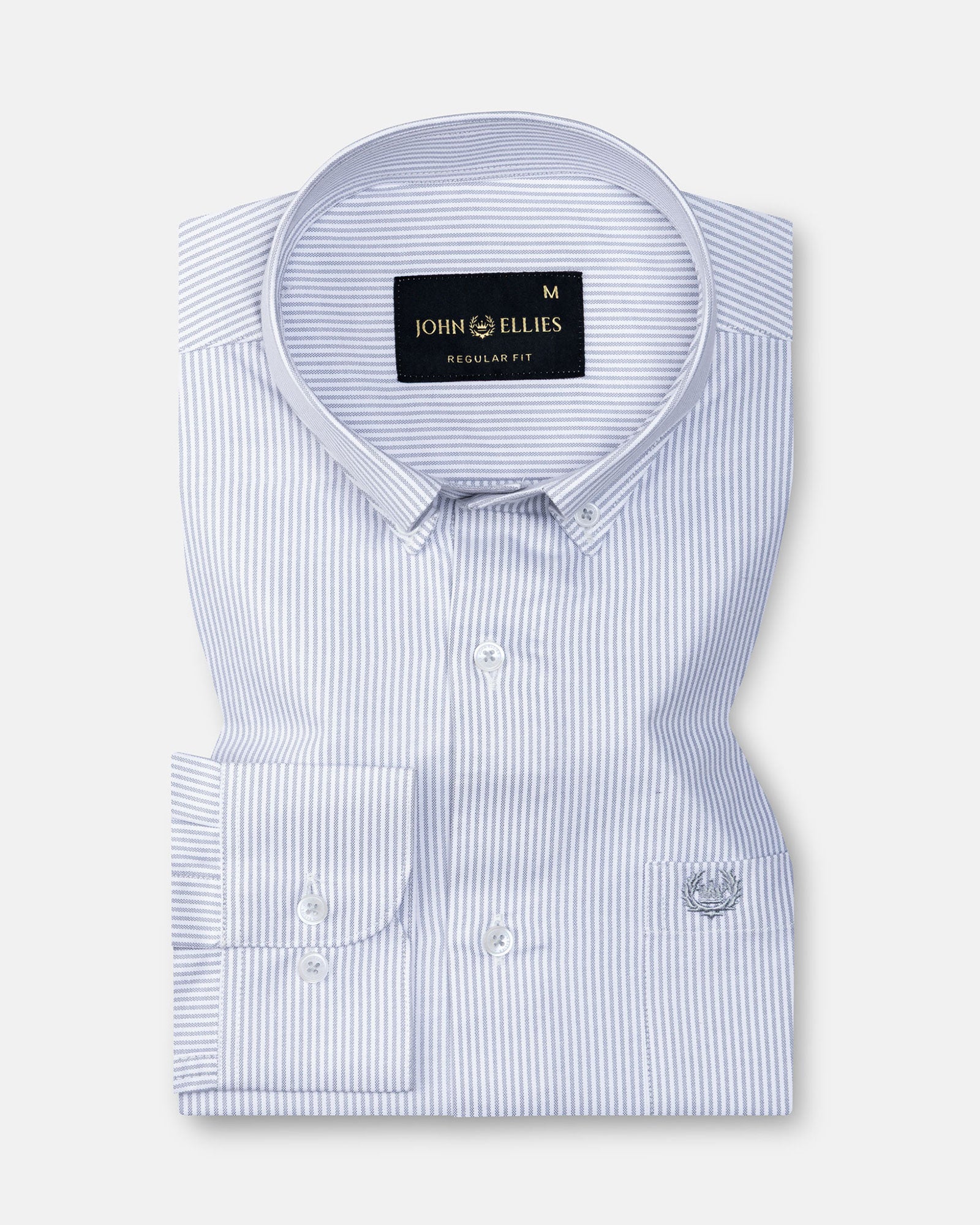Zanrix Silver Stripe Button Down Oxford Cotton Shirt - John Ellies