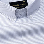 Zanrix Silver Stripe Button Down Oxford Cotton Shirt - John Ellies