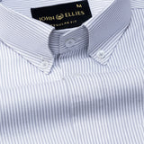 Zanrix Silver Stripe Button Down Oxford Cotton Shirt - John Ellies