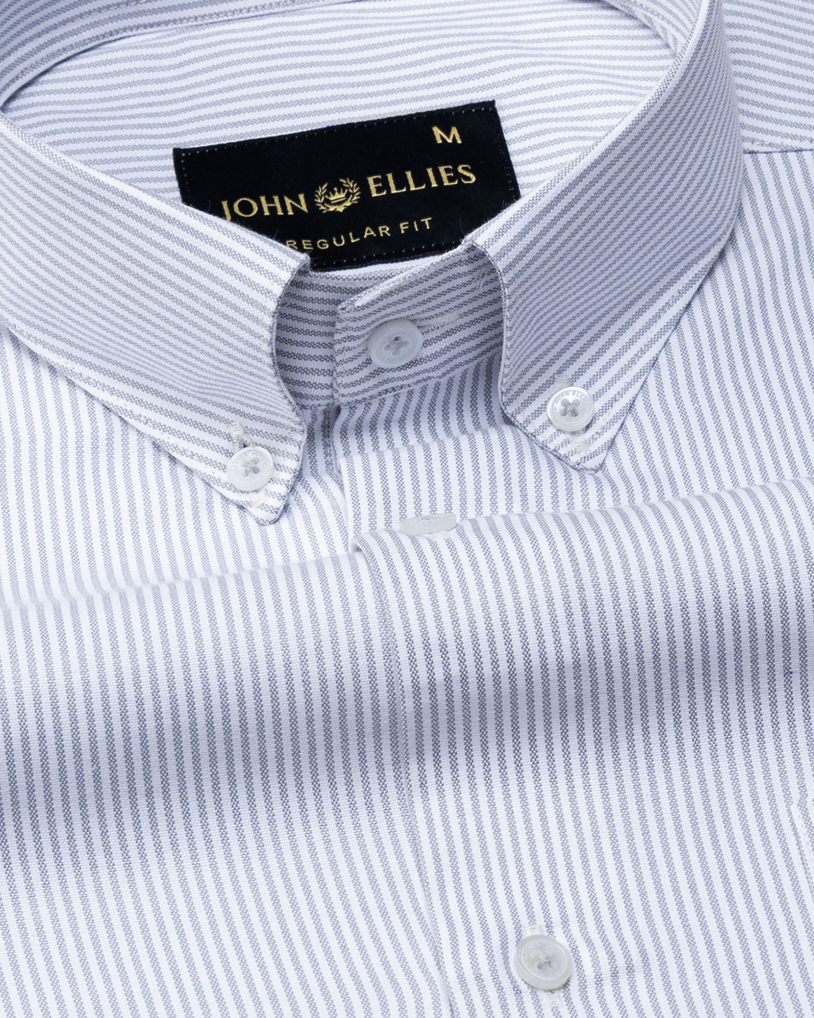 Zanrix Silver Stripe Button Down Oxford Cotton Shirt - John Ellies
