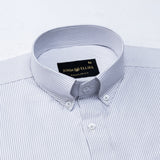 Zanrix Silver Stripe Button Down Oxford Cotton Shirt - John Ellies