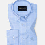 Avian Sky Blue Check Premium Cotton Shirt - John Ellies