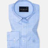 Avian Sky Blue Check Premium Cotton Shirt - John Ellies