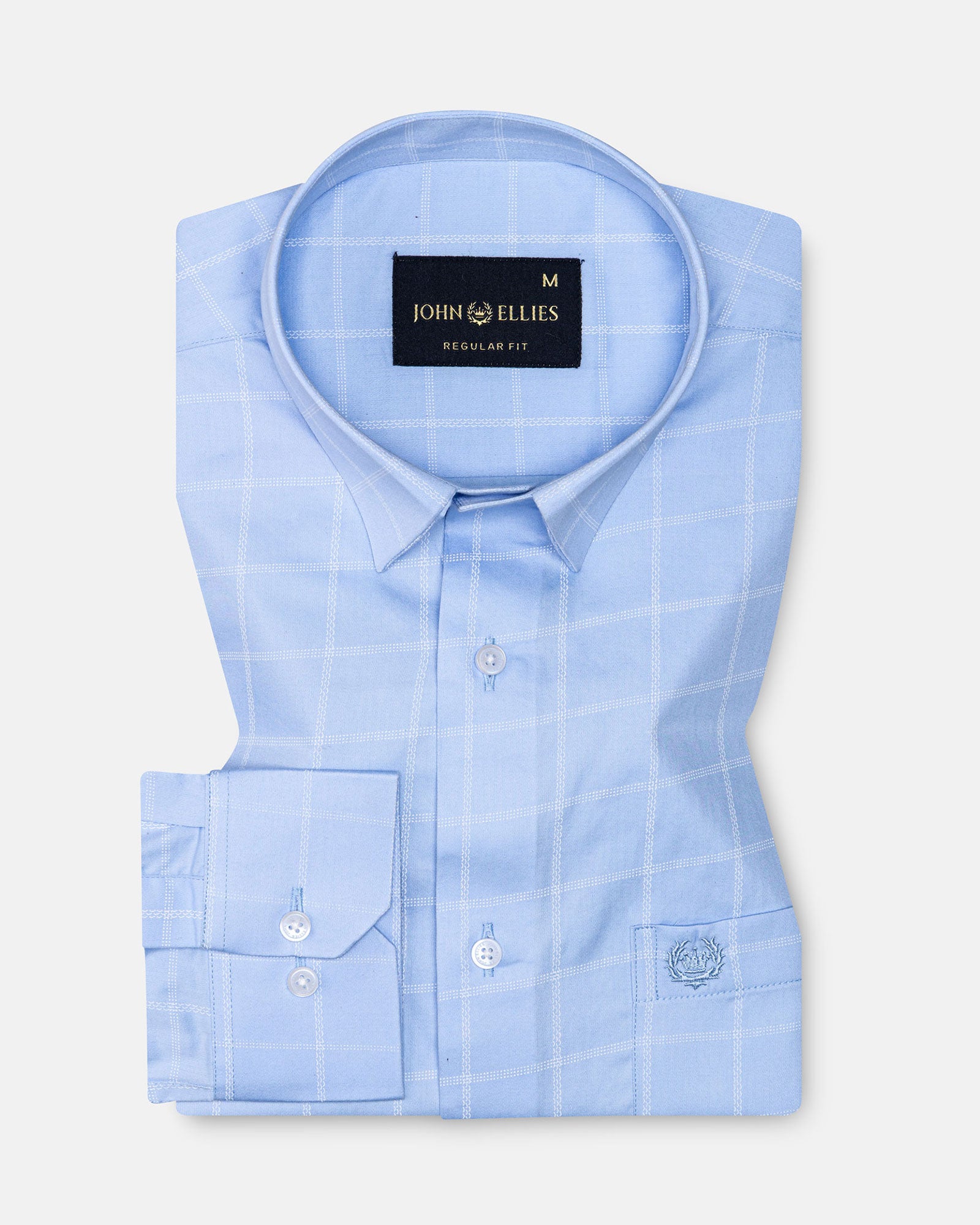 Avian Sky Blue Check Premium Cotton Shirt - John Ellies