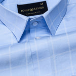 Avian Sky Blue Check Premium Cotton Shirt - John Ellies