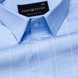 Avian Sky Blue Check Premium Cotton Shirt - John Ellies