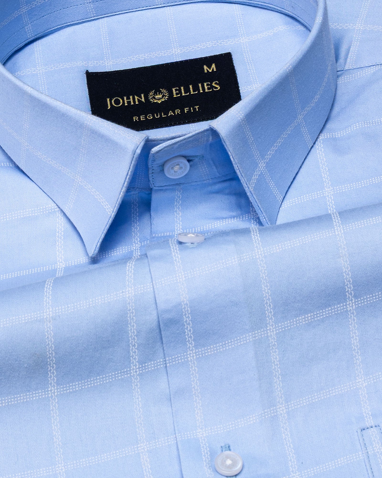 Avian Sky Blue Check Premium Cotton Shirt - John Ellies