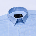 Avian Sky Blue Check Premium Cotton Shirt - John Ellies