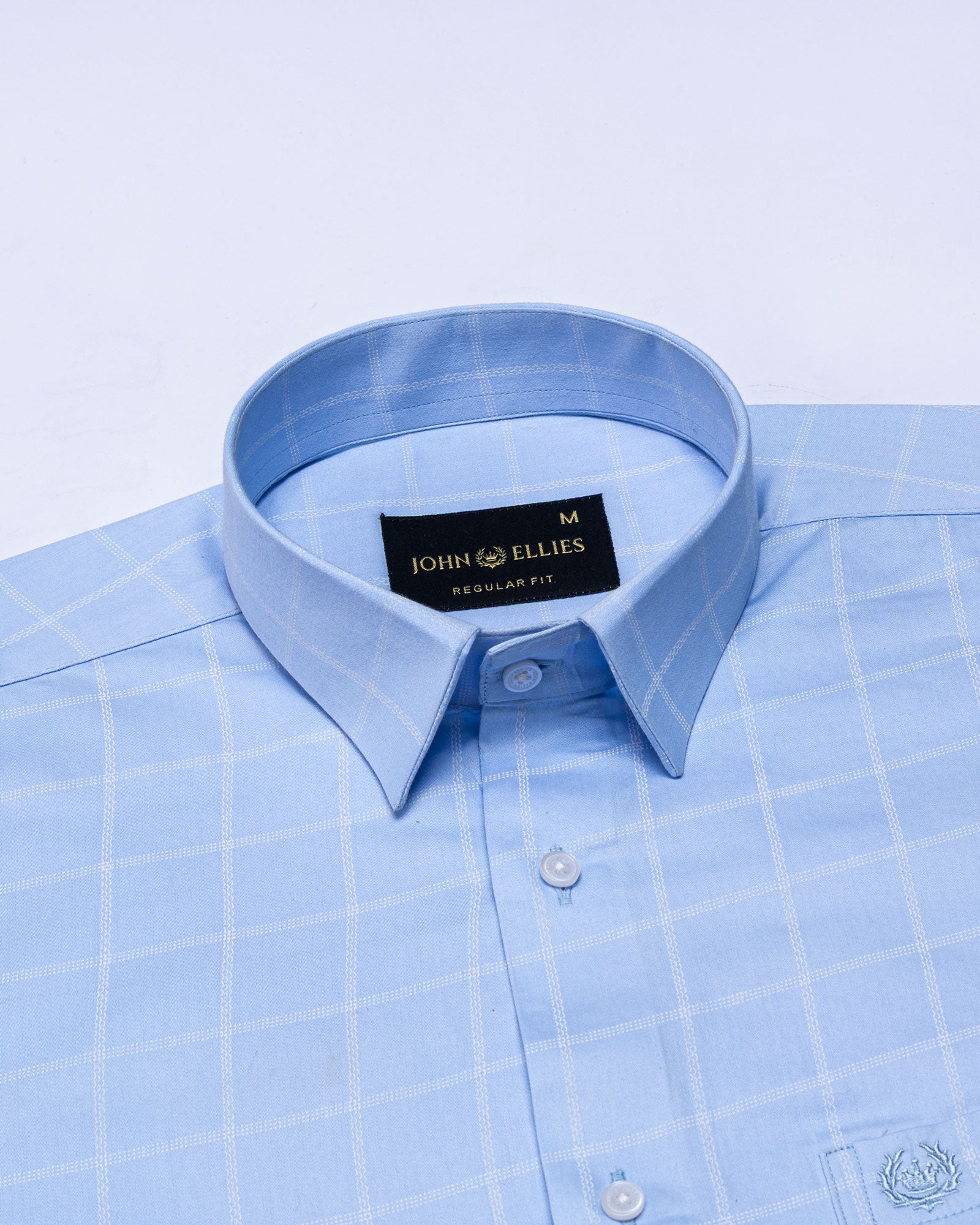 Avian Sky Blue Check Premium Cotton Shirt - John Ellies