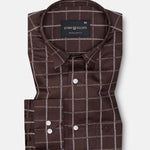 Avian Brown Check Premium Cotton Shirt - John Ellies