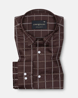 Avian Brown Check Premium Cotton Shirt