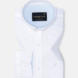 Hicker White Plain Button Down Oxford Cotton Shirt - John Ellies