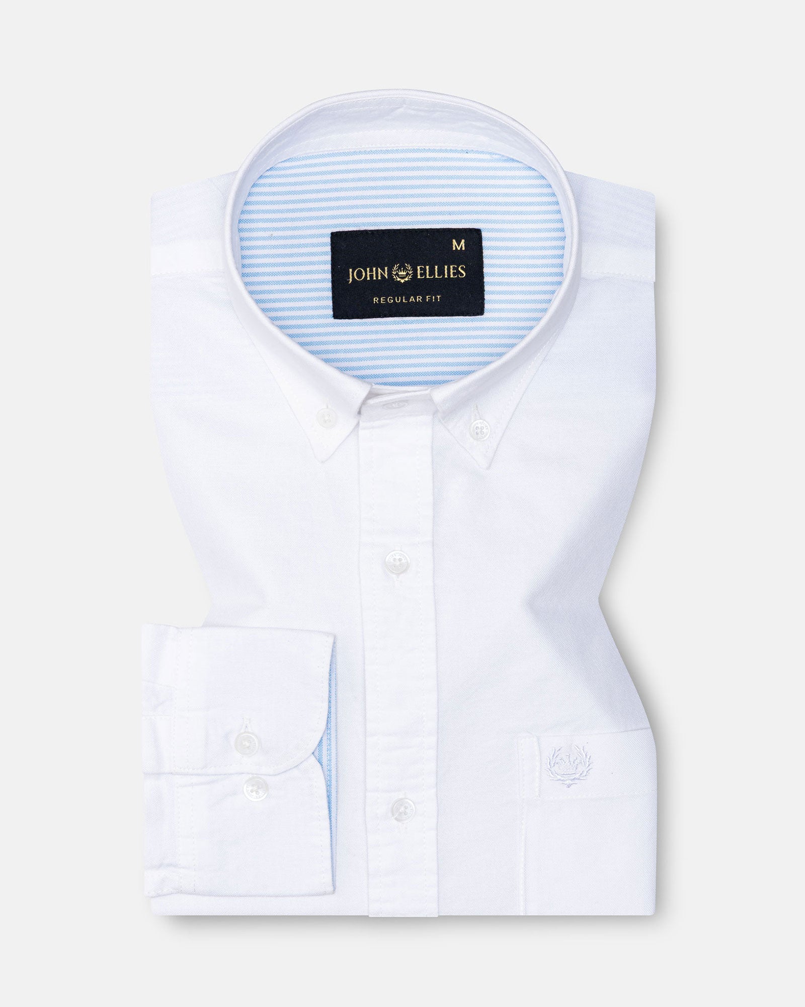 Hicker White Plain Button Down Oxford Cotton Shirt - John Ellies