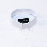 Hicker White Plain Button Down Oxford Cotton Shirt - John Ellies