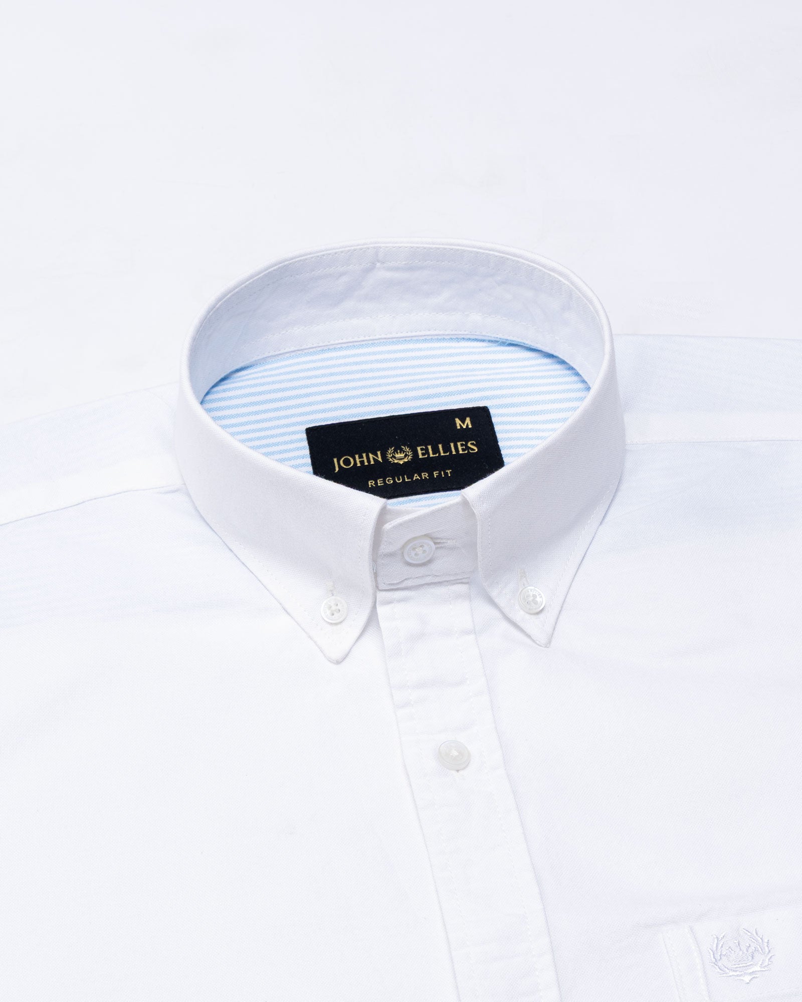Hicker White Plain Button Down Oxford Cotton Shirt - John Ellies