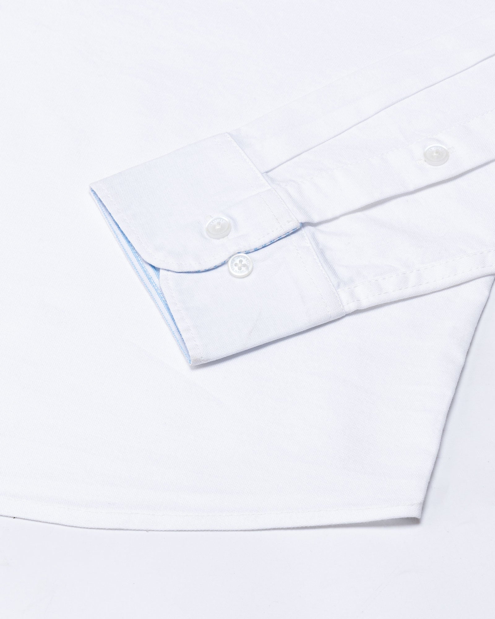 Hicker White Plain Button Down Oxford Cotton Shirt - John Ellies