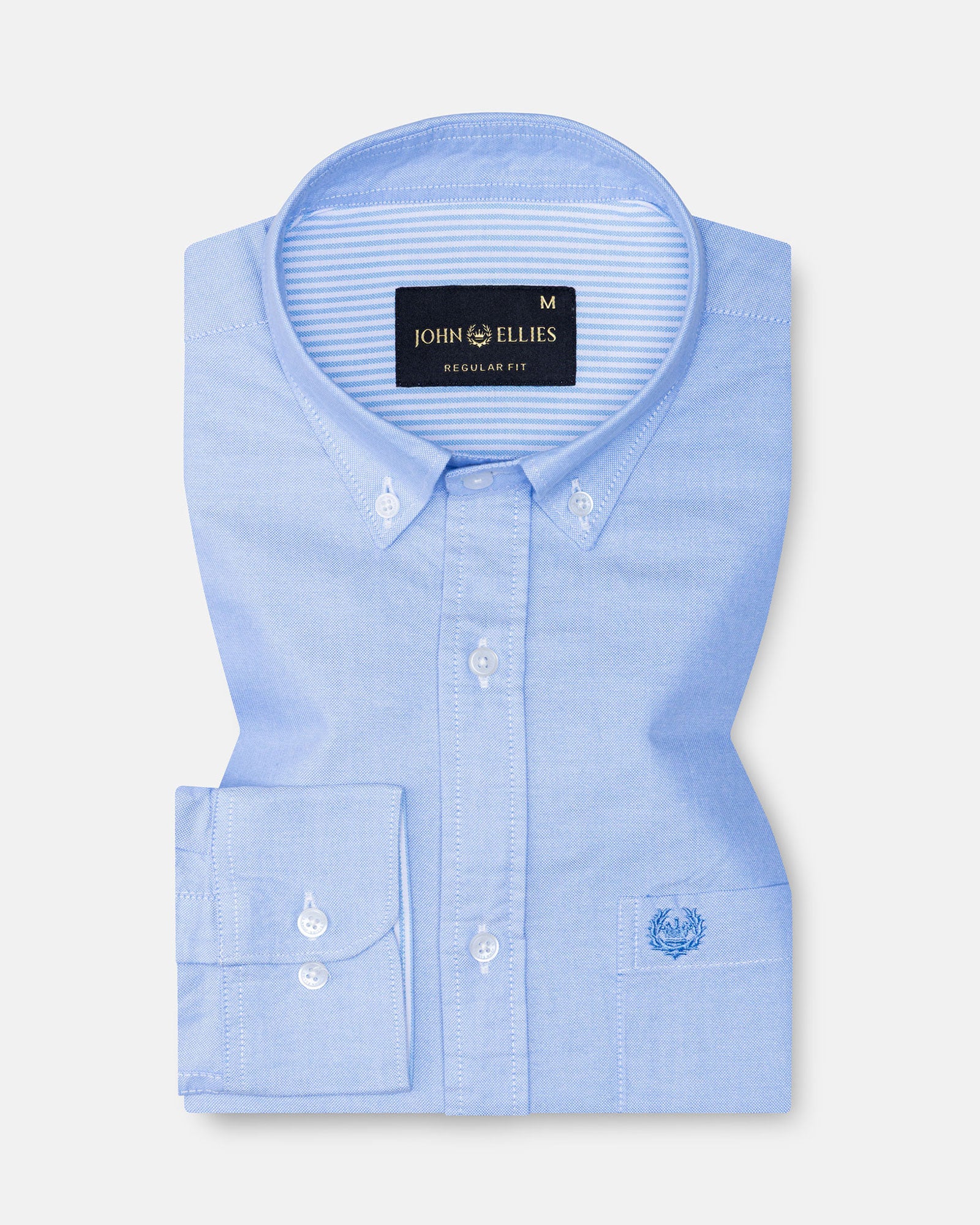 Hicker Sky Blue Button Down Plain Oxford Cotton Shirt - John Ellies