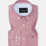 Hicker Red Button Down Plain Oxford Cotton Shirt - John Ellies
