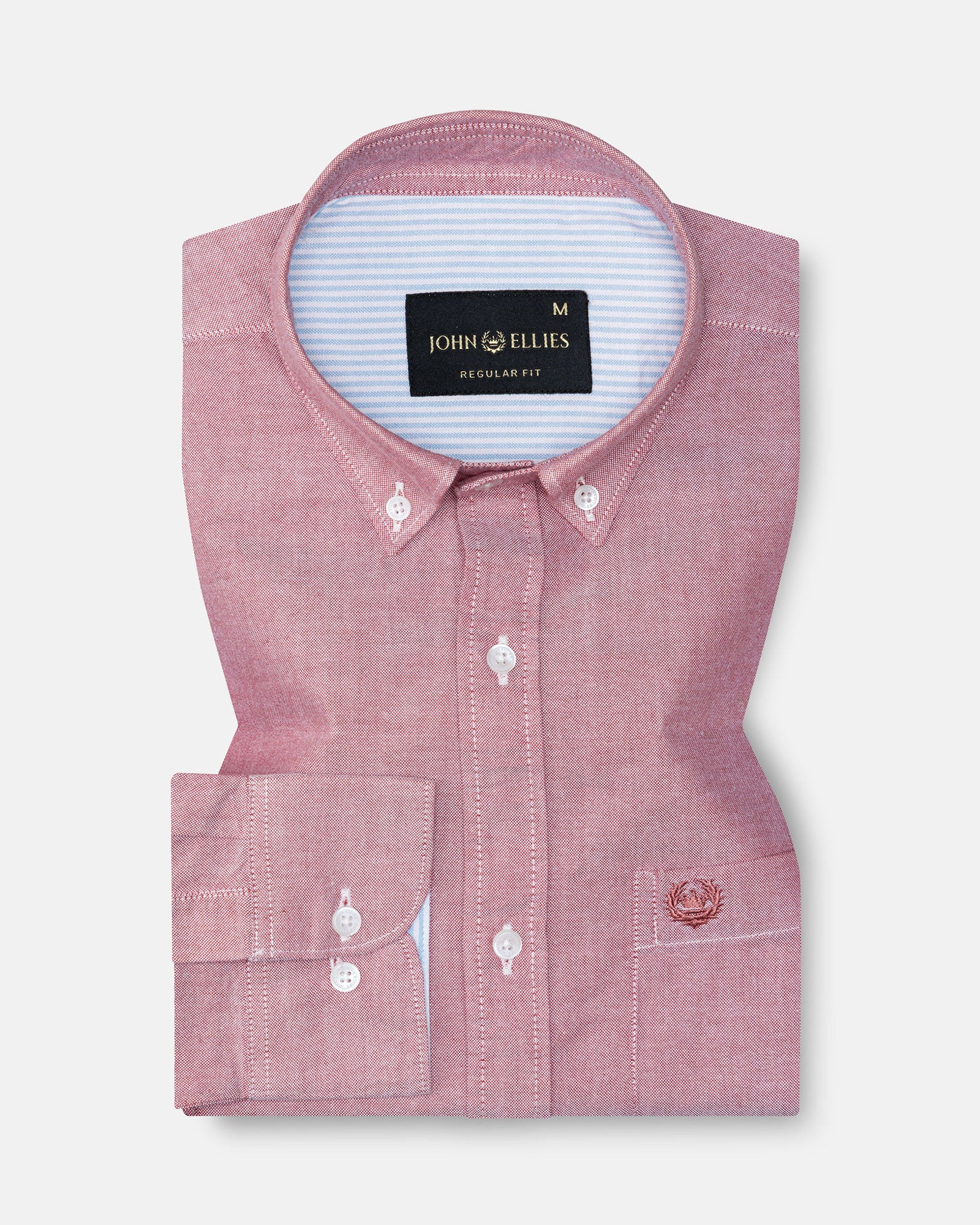 Hicker Red Button Down Plain Oxford Cotton Shirt - John Ellies