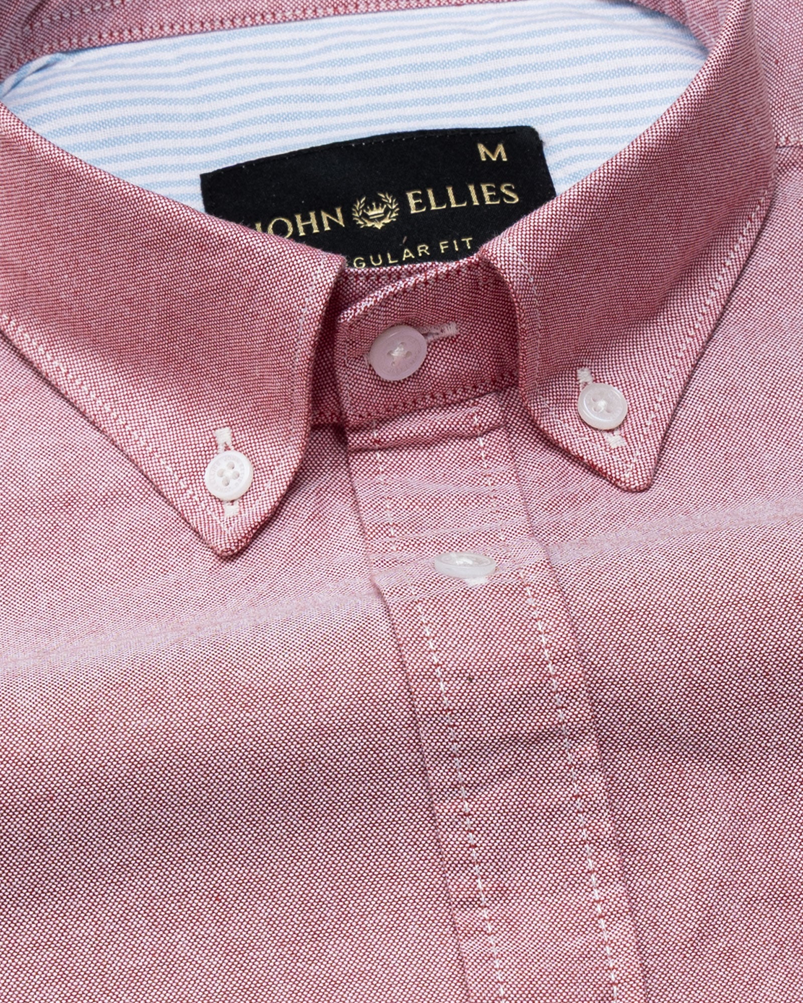 Hicker Red Button Down Plain Oxford Cotton Shirt - John Ellies