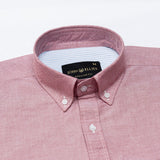 Hicker Red Button Down Plain Oxford Cotton Shirt - John Ellies
